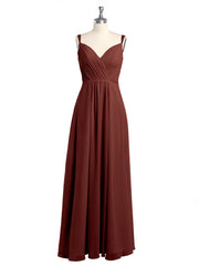 V-neck Chiffon Dresses with Beaded Straps-Terracotta Plus Size