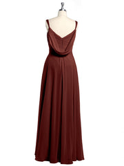 V-neck Chiffon Dresses with Beaded Straps-Terracotta Plus Size