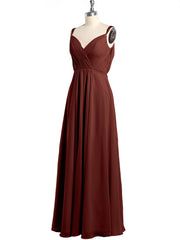 V-neck Chiffon Dresses with Beaded Straps-Terracotta