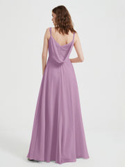 V-neck Chiffon Dresses with Beaded Straps-Wisteria