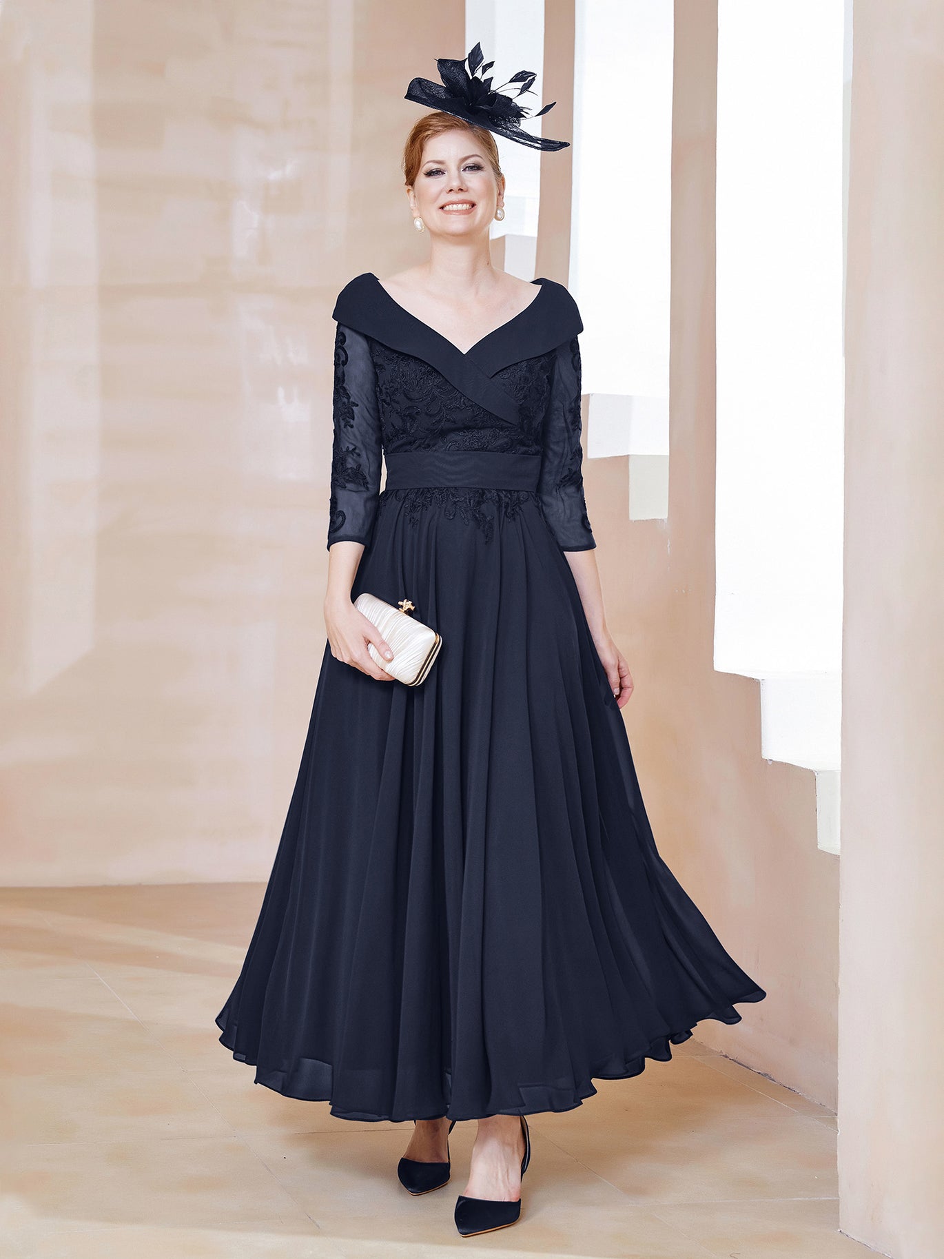 tea length navy bridesmaid dresses Navy Mermaid Sweetheart Neck Spaghetti Straps Bridesmaid Dresses, MBD187 main image 1