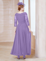 A-line V-neck Appliqued Chiffon Dress Tahiti