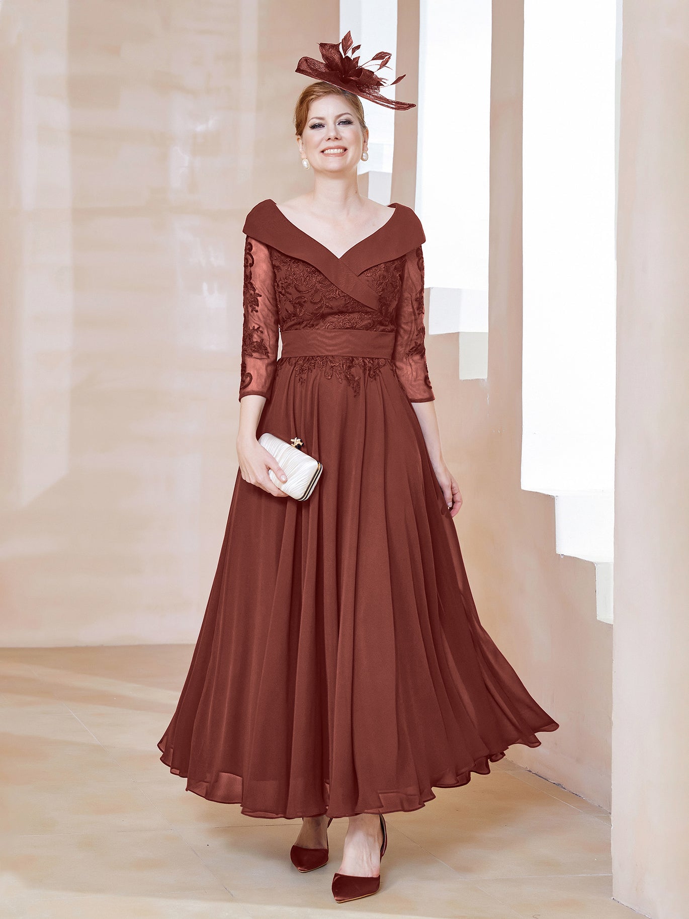 Terracotta Mother of the Bride Dresses BABARONI Terracotta Mother of the Bride Dresses BABARONI