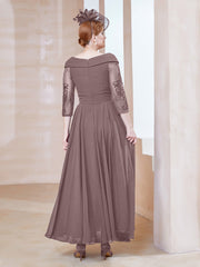A-line V-neck Appliqued Chiffon Dress Vintage Mauve