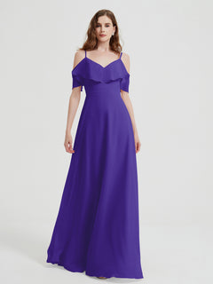 Spaghetti Straps V-neck Chiffon Long Dresses-Regency Plus Size