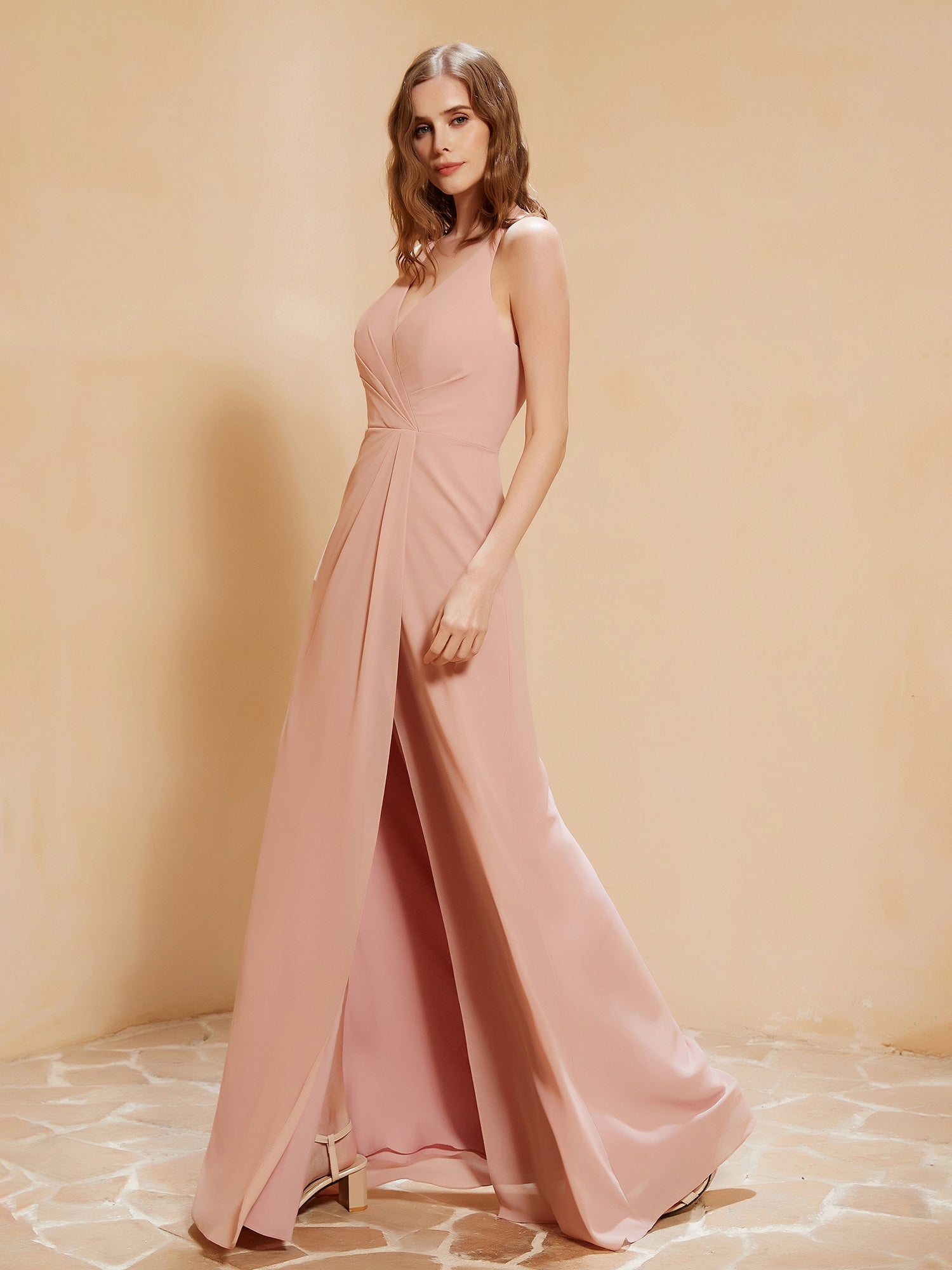 A-Line V-neck Floor-length Dress With Silt Stormy Plus Size main image 0