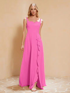 Square Neckline Ruffle Backless Chiffon A-line Dress Azalea