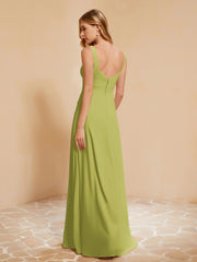 Square Neckline Ruffle Backless Chiffon A-line Dress Clover