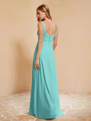 Square Neckline Ruffle Backless Chiffon A-line Dress Spa