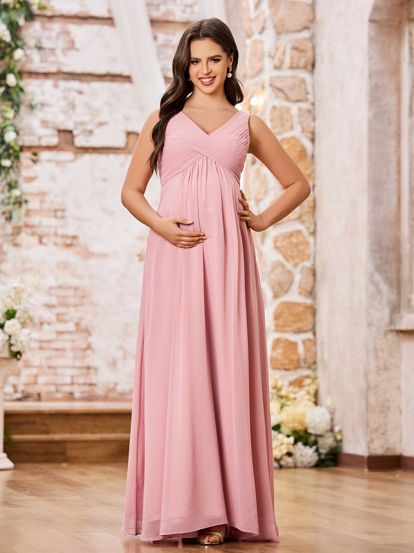 Dress Empire Waist Modest Maternity Bridesmaid Dresses Azazie Yetta  Champagne Rose Maternity Bridesmaid Dresses Azazie