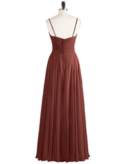 Spaghetti Strap Chiffon Dress with V Neck-Terracotta Plus Size