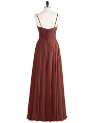 Spaghetti Strap Chiffon Dress with V Neck-Terracotta