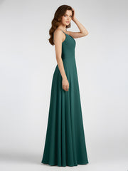 Spaghetti Strap Chiffon Dress with V Neck-Peacock