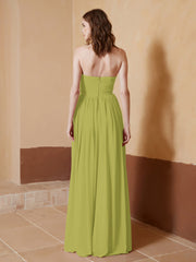 Chiffon Long Strapless Dress for Bridemsids-Clover