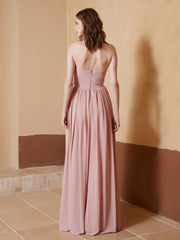 Chiffon Long Strapless Dress for Bridemaids Dusty Rose