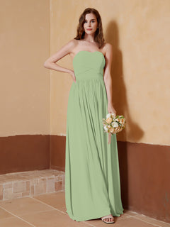 Chiffon Long Strapless Dress for Bridemsids-Dusty Sage Plus Size