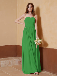 Chiffon Long Strapless Dress for Bridemsids-Green