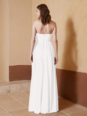Chiffon Long Strapless Dress for Bridemsids-Ivory