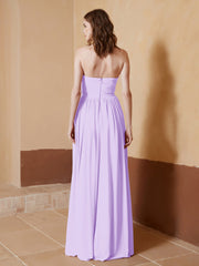 Chiffon Long Strapless Dress for Bridemsids-Lilac