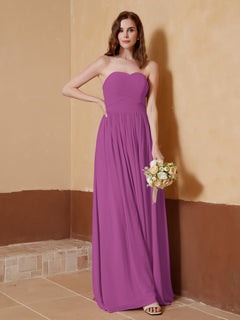 Chiffon Long Strapless Dress for Bridemsids-Orchid