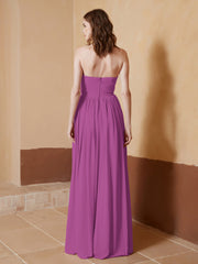 Chiffon Long Strapless Dress for Bridemsids-Orchid