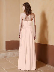Chiffon Long Strapless Dress for Bridemsids-Pearl Pink