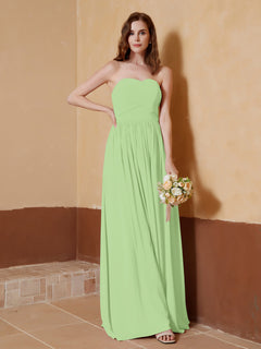 Chiffon Long Strapless Dress for Bridemsids-Sage