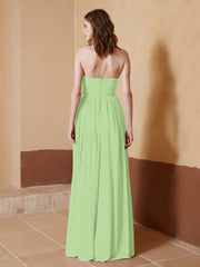 Chiffon Long Strapless Dress for Bridemsids-Sage