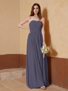 Chiffon Long Strapless Dress for Bridemsids-Stormy