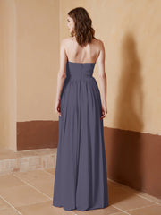 Chiffon Long Strapless Dress for Bridemsids-Stormy