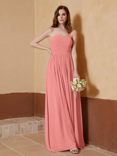 Chiffon Long Strapless Dress for Bridemsids-Sunset