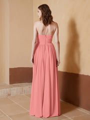 Chiffon Long Strapless Dress for Bridemsids-Sunset