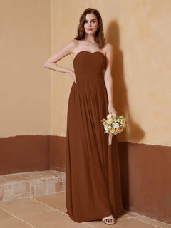 Chiffon Long Strapless Dress for Bridemsids-Terracotta Plus Size