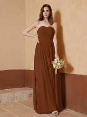 Chiffon Long Strapless Dress for Bridesmaids Terracotta Plus Size