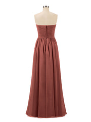 Chiffon Long Strapless Dress for Bridesmaids Terracotta Plus Size