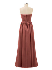 Chiffon Long Strapless Dress for Bridemsids-Terracotta