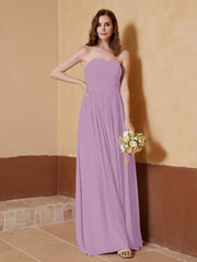 Chiffon Long Strapless Dress for Bridemsids-Wisteria