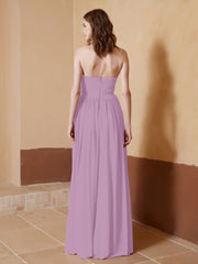 Chiffon Long Strapless Dress for Bridemsids-Wisteria