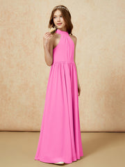 High Neck Long Junior Bridesmaid Dress With Slit Azalea