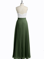 Chiffon Long Dresses with Ivory Lace Bodice-Olive Green Plus Size