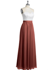 Chiffon Long Dresses with Ivory Lace Bodice-Terracotta Plus Size