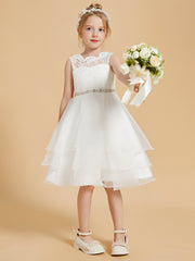 Jewel Lace Sleeveless Flower Girl Dresses