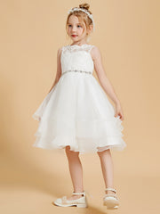 Jewel Lace Sleeveless Flower Girl Dresses
