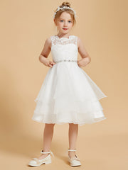 Jewel Lace Sleeveless Flower Girl Dresses