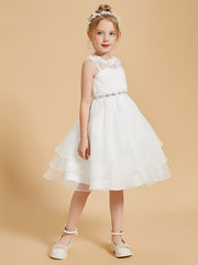 Jewel Lace Sleeveless Flower Girl Dresses