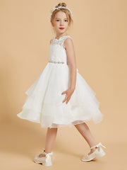 Jewel Lace Sleeveless Flower Girl Dresses