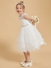 Jewel Lace Sleeveless Flower Girl Dresses