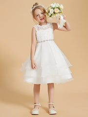 Jewel Lace Sleeveless Flower Girl Dresses