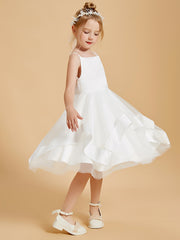Square Neckline Ruffles Knee-Length Flower Girl Dress