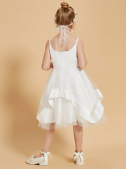 Square Neckline Ruffles Knee-Length Flower Girl Dress